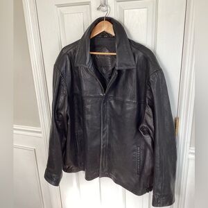 Roundtree & Yorke Mens XXL Black Soft Lamb Skin Leather Jacket  Moto